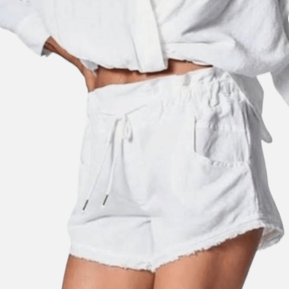 New YBF Young Fabulous & Broke White Twill Linen Shorts